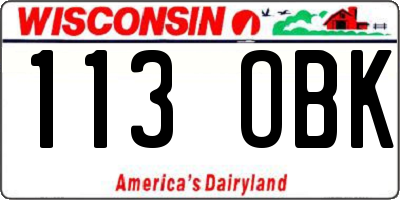 WI license plate 113OBK