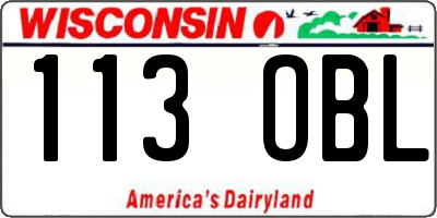 WI license plate 113OBL