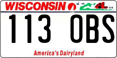 WI license plate 113OBS