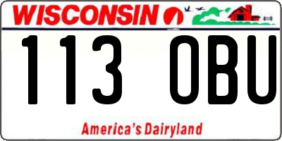 WI license plate 113OBU