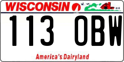 WI license plate 113OBW
