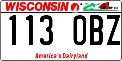 WI license plate 113OBZ