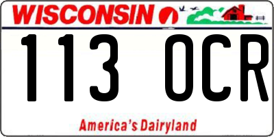 WI license plate 113OCR