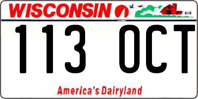 WI license plate 113OCT
