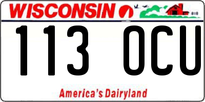 WI license plate 113OCU