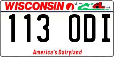 WI license plate 113ODI