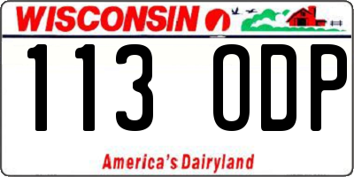 WI license plate 113ODP