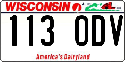 WI license plate 113ODV