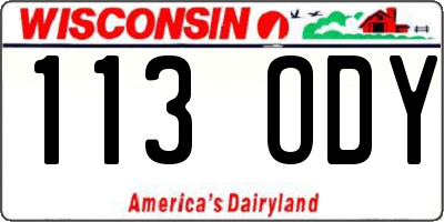 WI license plate 113ODY