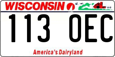 WI license plate 113OEC