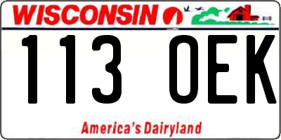 WI license plate 113OEK
