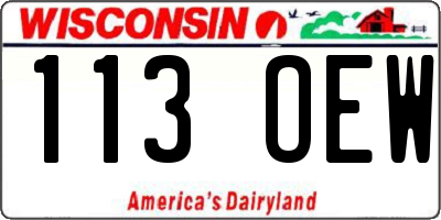 WI license plate 113OEW