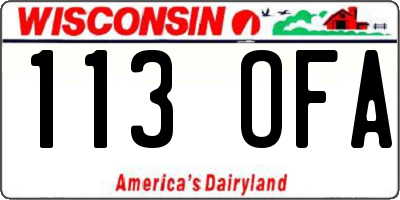 WI license plate 113OFA