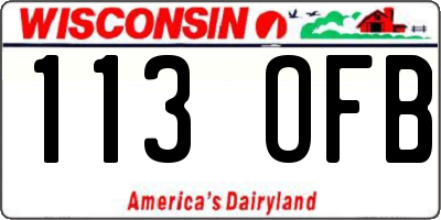 WI license plate 113OFB