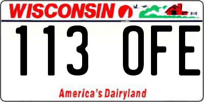WI license plate 113OFE