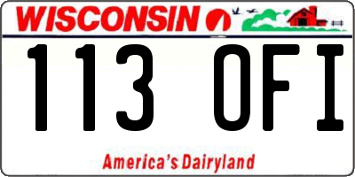 WI license plate 113OFI