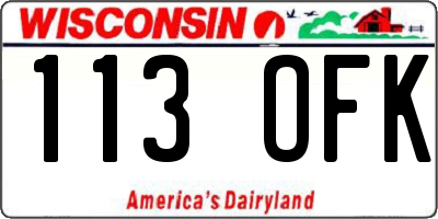 WI license plate 113OFK