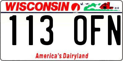 WI license plate 113OFN