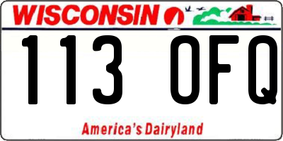 WI license plate 113OFQ