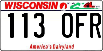 WI license plate 113OFR
