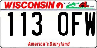 WI license plate 113OFW