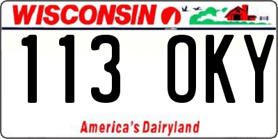 WI license plate 113OKY
