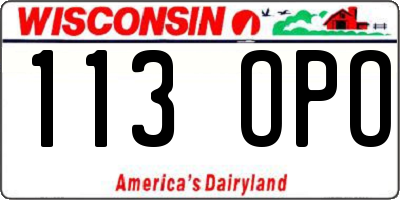 WI license plate 113OPO