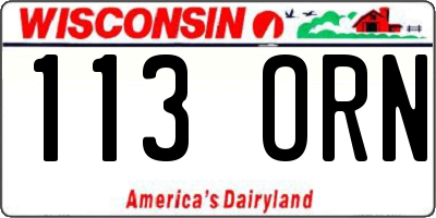 WI license plate 113ORN