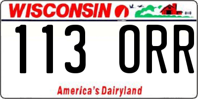 WI license plate 113ORR