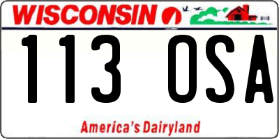 WI license plate 113OSA