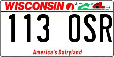 WI license plate 113OSR