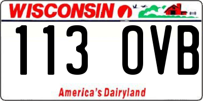 WI license plate 113OVB