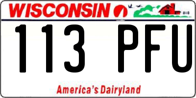 WI license plate 113PFU
