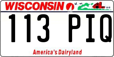 WI license plate 113PIQ