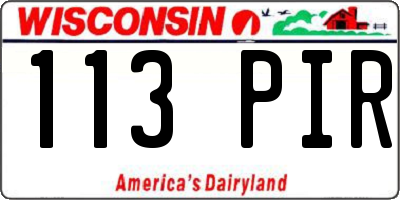WI license plate 113PIR