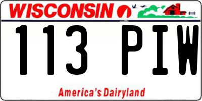 WI license plate 113PIW
