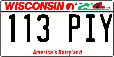 WI license plate 113PIY