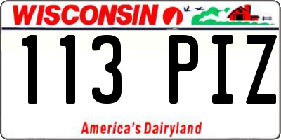 WI license plate 113PIZ