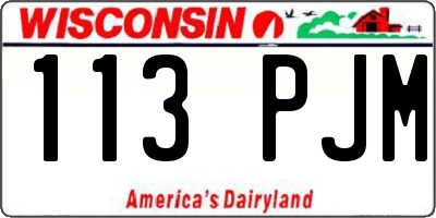 WI license plate 113PJM