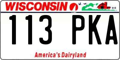 WI license plate 113PKA