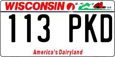 WI license plate 113PKD