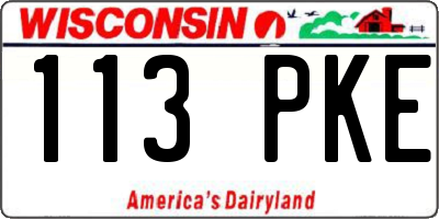 WI license plate 113PKE