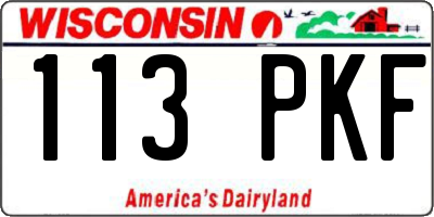 WI license plate 113PKF