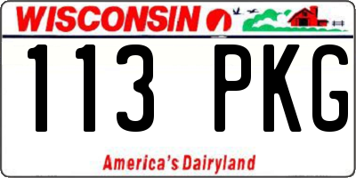 WI license plate 113PKG