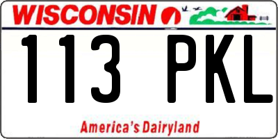WI license plate 113PKL