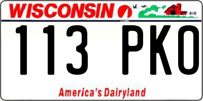 WI license plate 113PKO