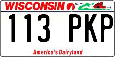 WI license plate 113PKP