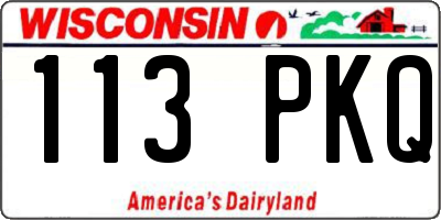 WI license plate 113PKQ