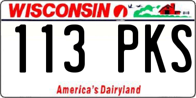 WI license plate 113PKS