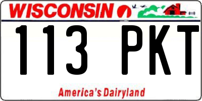 WI license plate 113PKT
